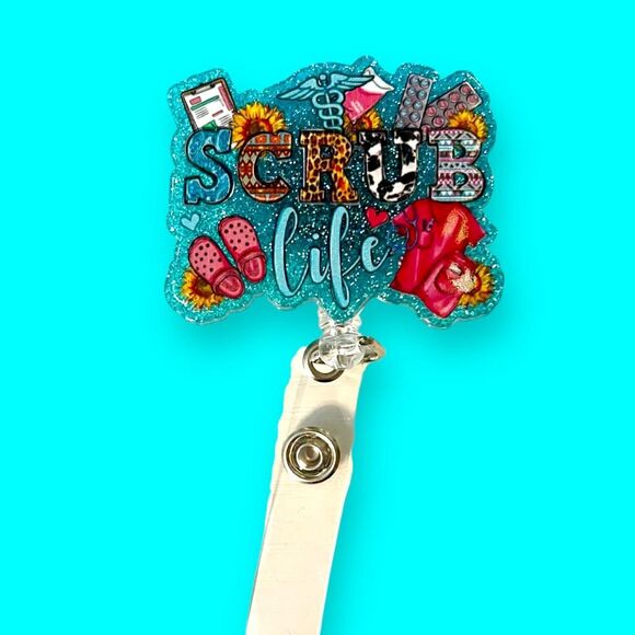 Glitter Scrub Life Badge Retractable Badge Reel for Medical Occupation - Picture 2 of 4